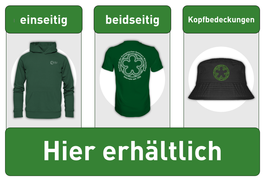 Alumni-Pullis, T-Shirts, Taschen und Kopfbedeckungen hier erhältlich  https://www.seedshirt.de/shop/alumni